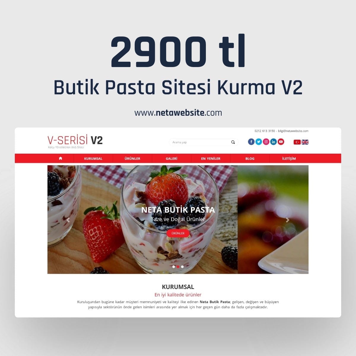 Butik Pasta Sitesi Kurma, 2900 TL Pasta Site - Neta Website